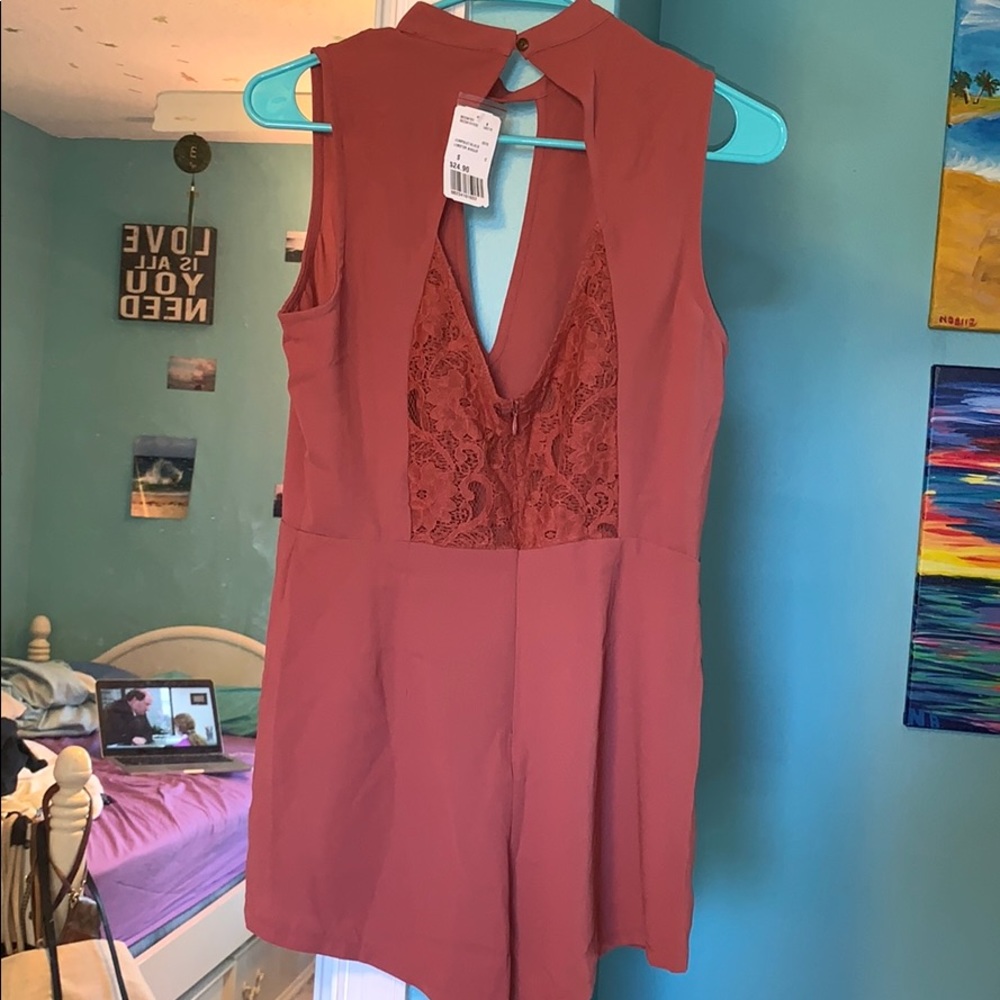 Forever 21 romper/jumpsuit/SLVLS lobster bisque, S - Picture 7 of 8